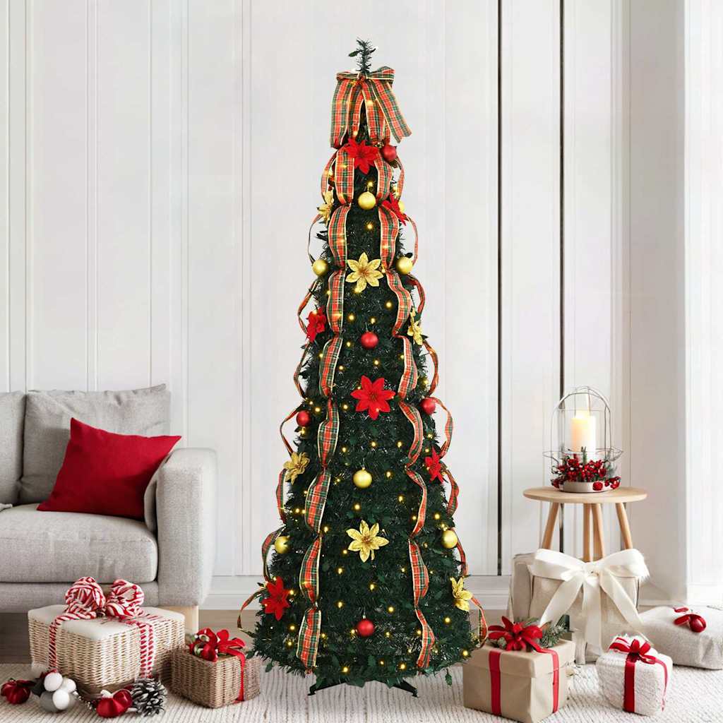 Artificial Christmas Tree with 200 LEDs Green 210 cm PVC